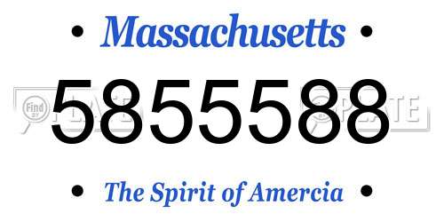 5855588 Massachusetts License Plate