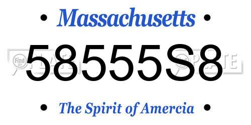 58555S8 Massachusetts License Plate