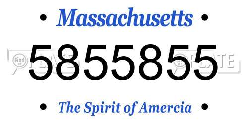 5855855 Massachusetts License Plate