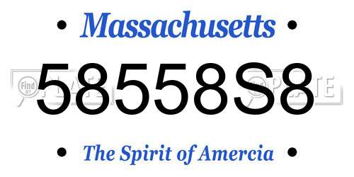 58558S8 Massachusetts License Plate
