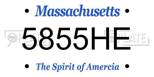 5855HE Massachusetts License Plate