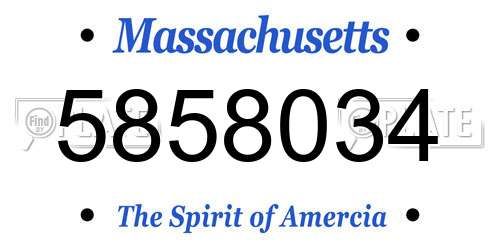5858034 Massachusetts License Plate
