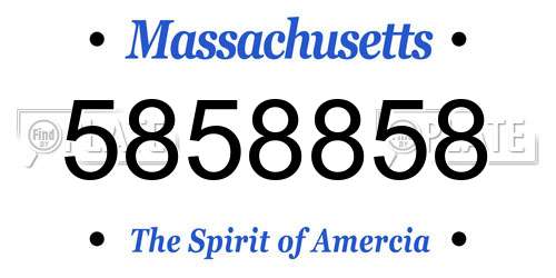 5858858 Massachusetts License Plate