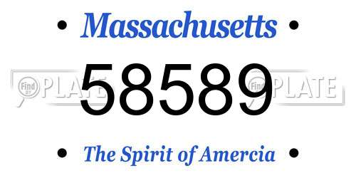 58589 Massachusetts License Plate