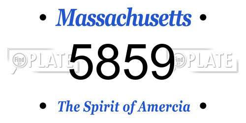 5859 Massachusetts License Plate