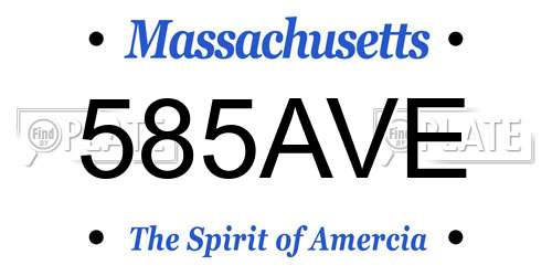 585AVE Massachusetts License Plate