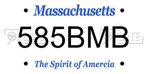 585BMB Massachusetts License Plate