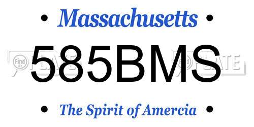 585BMS Massachusetts License Plate