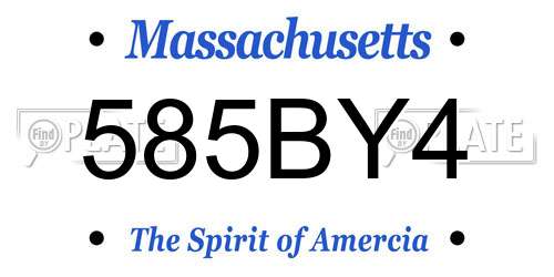 585BY4 Massachusetts License Plate