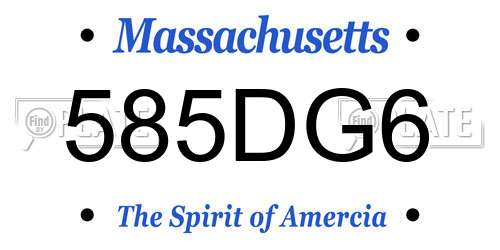 585DG6 Massachusetts License Plate