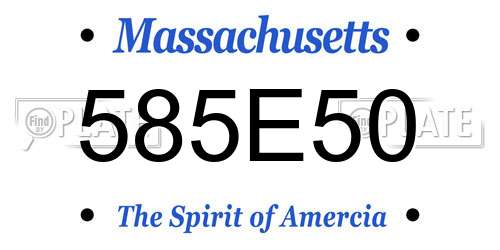 585E50 Massachusetts License Plate
