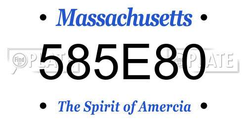 585E80 Massachusetts License Plate