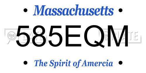 585EQM Massachusetts License Plate