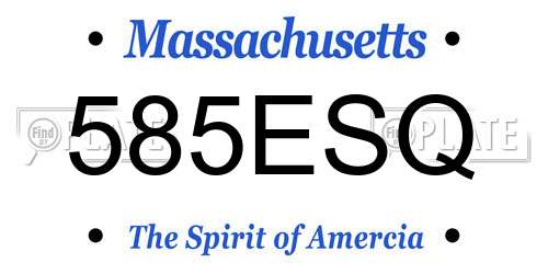 585ESQ Massachusetts License Plate