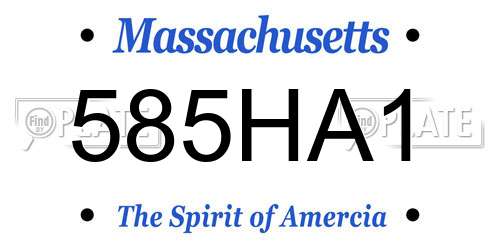 585HA1 Massachusetts License Plate