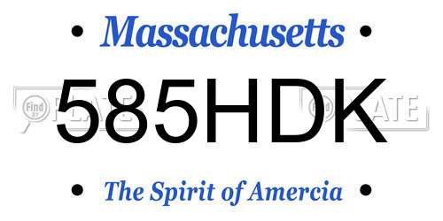 585HDK Massachusetts License Plate