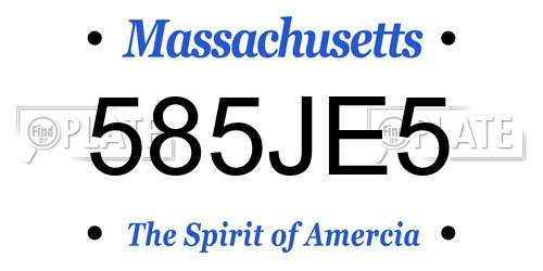 585JE5 Massachusetts License Plate