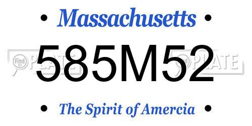 585M52 Massachusetts License Plate