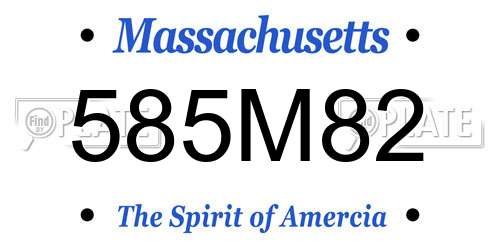 585M82 Massachusetts License Plate