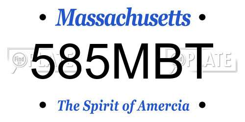585MBT Massachusetts License Plate