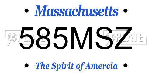 585MSZ Massachusetts License Plate