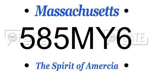 585MY6 Massachusetts License Plate
