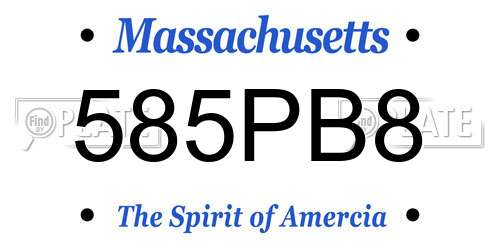 585PB8 Massachusetts License Plate