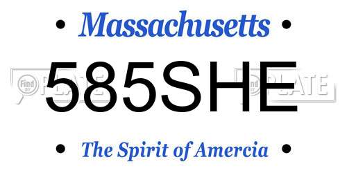 585SHE Massachusetts License Plate