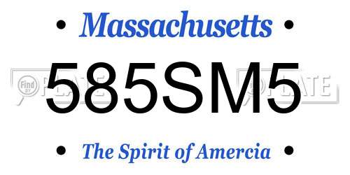 585SM5 Massachusetts License Plate