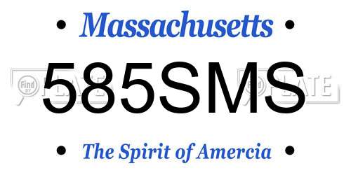 585SMS Massachusetts License Plate