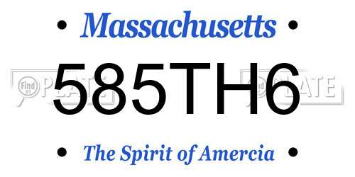 585TH6 Massachusetts License Plate