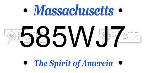 585WJ7 Massachusetts License Plate