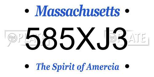 585XJ3 Massachusetts License Plate
