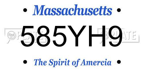 585YH9 Massachusetts License Plate