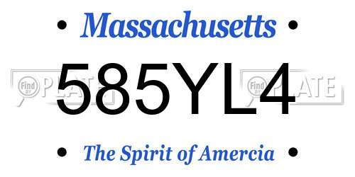 585YL4 Massachusetts License Plate