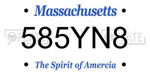 585YN8 Massachusetts License Plate