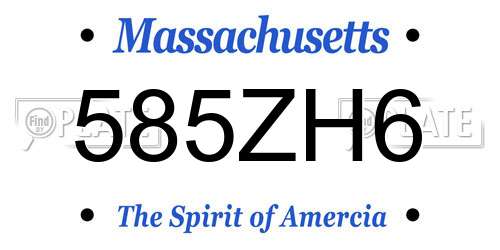 585ZH6 Massachusetts License Plate