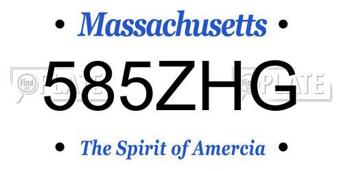 585ZHG Massachusetts License Plate