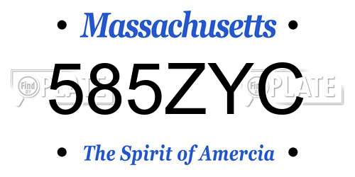 585ZYC Massachusetts License Plate