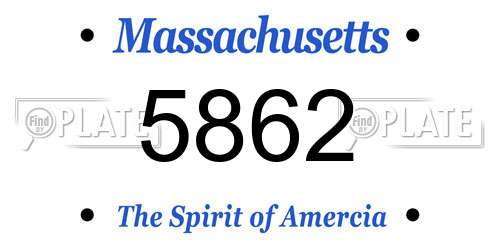 5862 Massachusetts License Plate