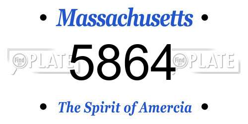 5864 Massachusetts License Plate
