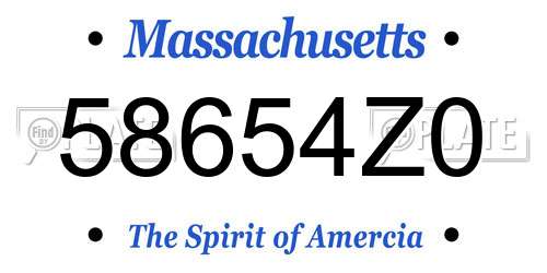 58654Z0 Massachusetts License Plate