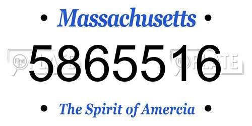 5865516 Massachusetts License Plate