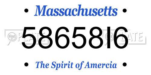 58658I6 Massachusetts License Plate