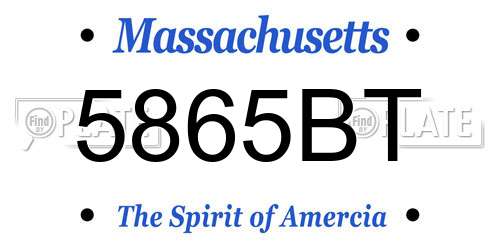 5865BT Massachusetts License Plate