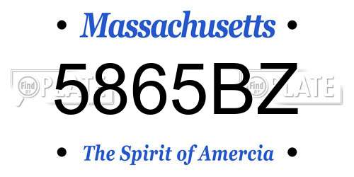 5865BZ Massachusetts License Plate