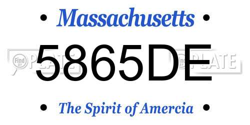 5865DE Massachusetts License Plate