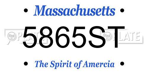 5865ST Massachusetts License Plate