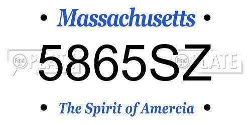 5865SZ Massachusetts License Plate