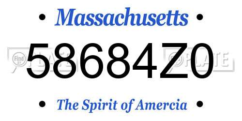 58684Z0 Massachusetts License Plate